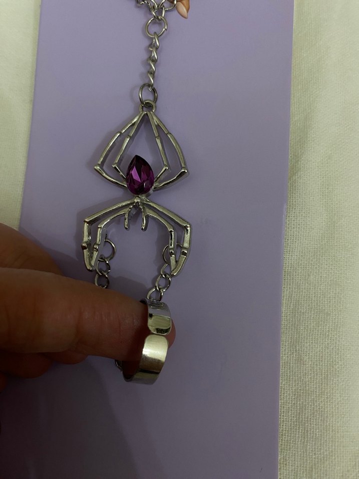 Mor Zincir Detaylı Gotik Kadın El Zinciri - Görsel 4