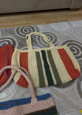 Renkli Örgü Bohem Kadın Çantası - Görsel 11