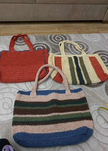 Renkli Örgü Bohem Kadın Çantası - Görsel 8