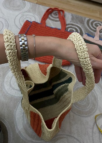Renkli Örgü Bohem Kadın Çantası - Görsel 5