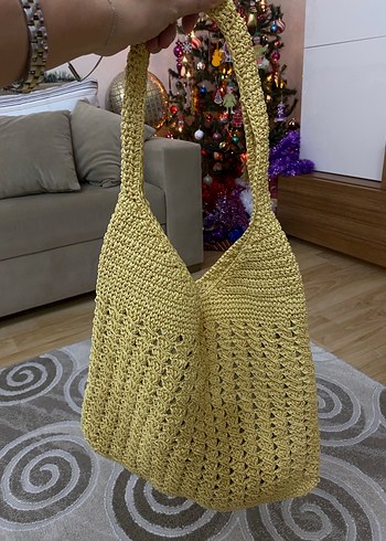 Bej Örgü astarlı Kadın Çanta - Görsel 7