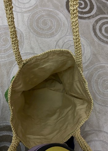 Motif Detaylı astarlı Yeşil Örgü Kadın Çanta - Görsel 3