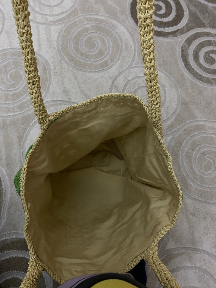 Motif Detaylı astarlı Yeşil Örgü Kadın Çanta - Görsel 3