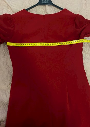 Kırmızı Midi V Yaka Drapeli Kadın Elbise - Görsel 5