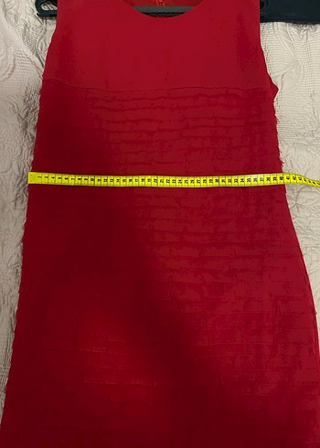 Kırmızı Pilili Midi Abiye Elbise - Görsel 3