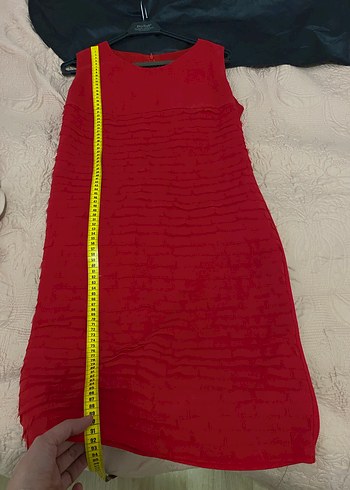 Kırmızı Pilili Midi Abiye Elbise - Görsel 5