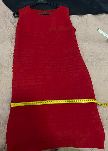 Kırmızı Pilili Midi Abiye Elbise - Görsel 4