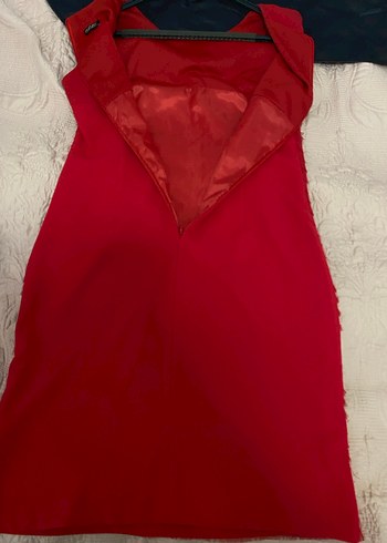 Kırmızı Pilili Midi Abiye Elbise - Görsel 6