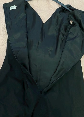 Siyah V Yaka Midi Ofis Elbisesi - Görsel 5