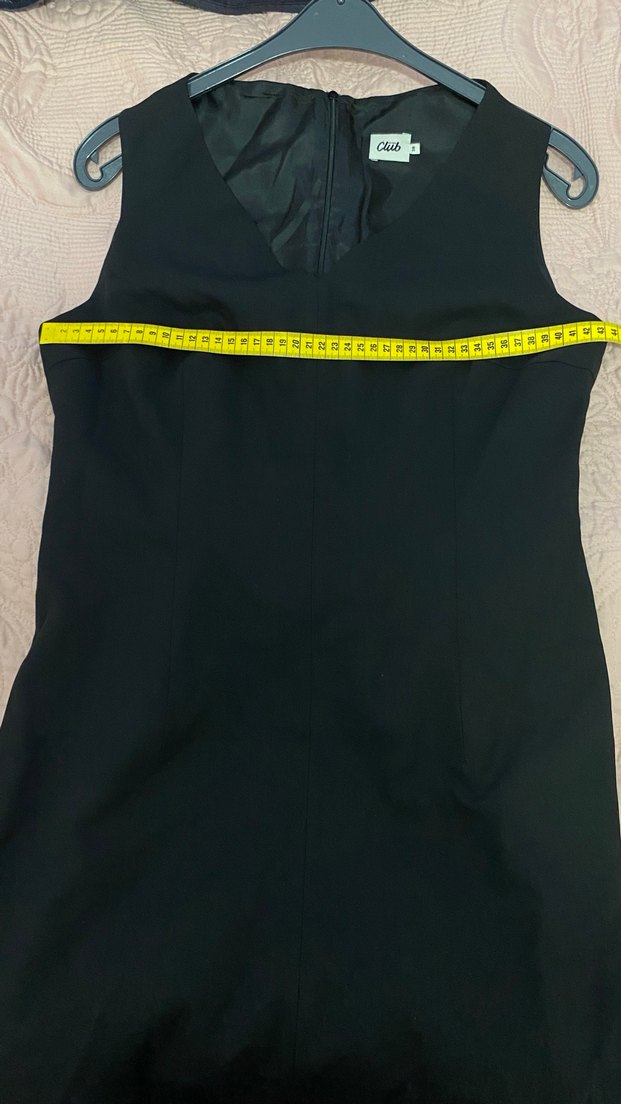 Siyah V Yaka Midi Ofis Elbisesi - Görsel 2