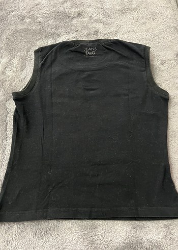 m Beden Siyah Pul D&G İşlemeli Kolsuz Kadın Atlet