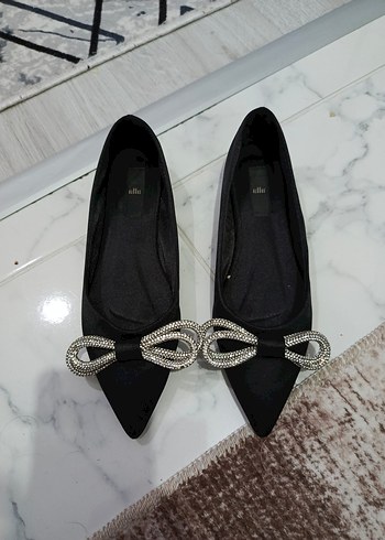 Siyah fiyonk  Tokalı Stiletto Kadın Babet - Görsel 4