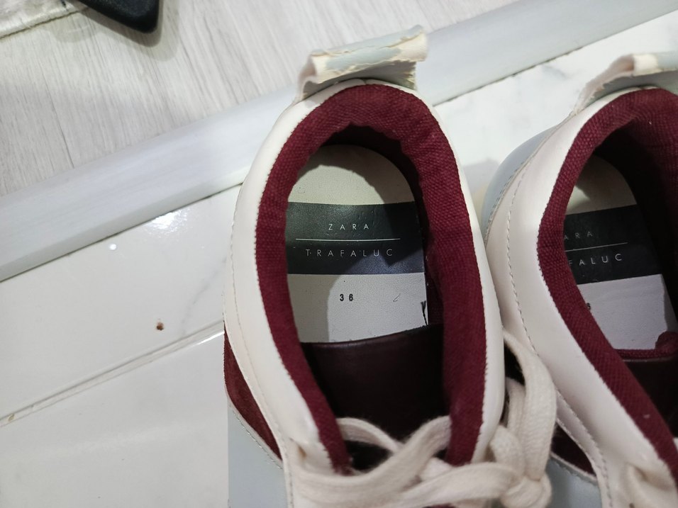 Bordo Dolgu Topuklu Bağcıklı Kadın Sneakers - Görsel 3