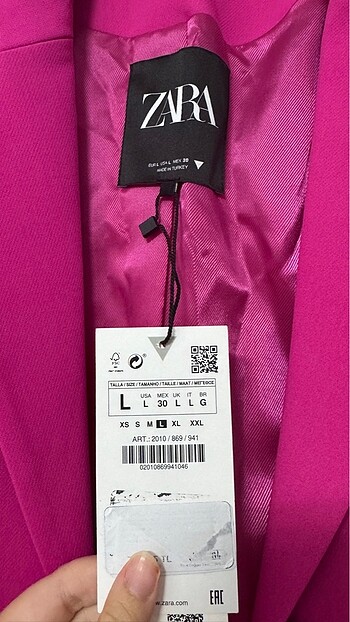 l Beden Zara Blazer Ceket Fuşya
