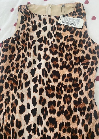 m Beden kahverengi Renk Leopar Mini Elbise
