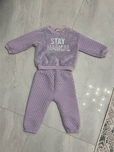 Peluş Parıltılı Kapitone Koton Marka Lila Takım