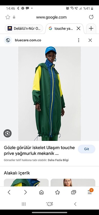 Touche yağmurluk tüzgarlık