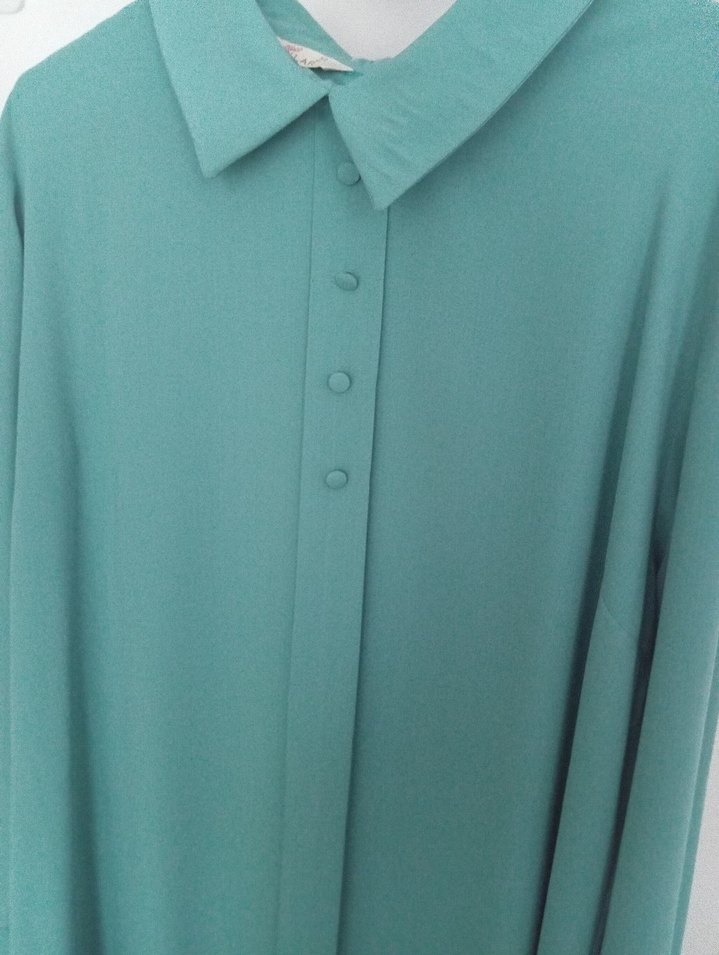 Uzun Kol Düğmeli Turkuaz Tunik 52 beden - Görsel 4