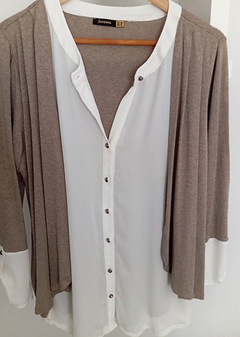 Bej V Yaka Uzun Kollu Kadın Hırka - Görsel 3