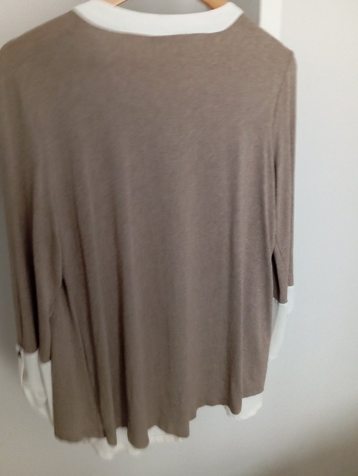 Bej V Yaka Uzun Kollu Kadın Hırka - Görsel 2