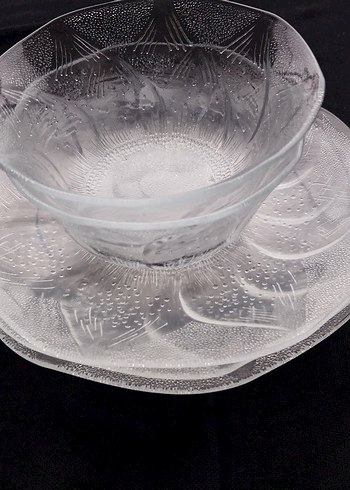 Eskilerden kalma Şeffaf Çiçek Desenli Tabak Seti - Görsel 9