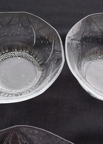 Eskilerden kalma Şeffaf Çiçek Desenli Tabak Seti - Görsel 4