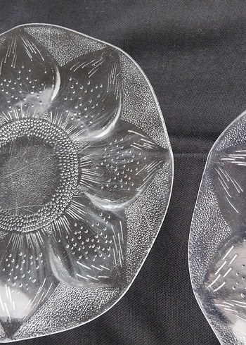 Eskilerden kalma Şeffaf Çiçek Desenli Tabak Seti - Görsel 7