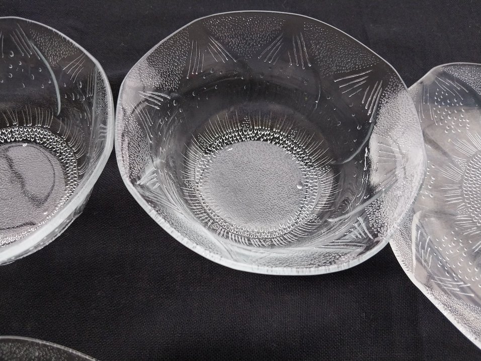 Eskilerden kalma Şeffaf Çiçek Desenli Tabak Seti - Görsel 5