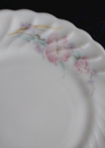 Beyaz Çiçek Desenli Porselen Tabak Seti - Görsel 9