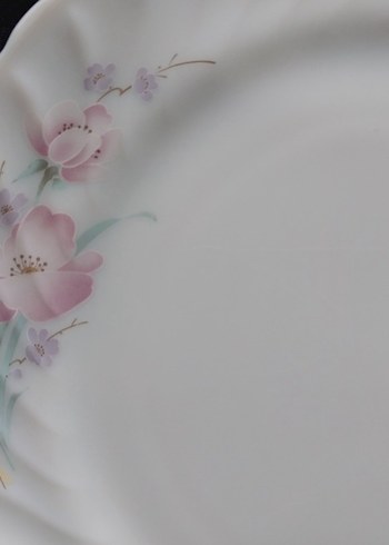 Beyaz Çiçek Desenli Porselen Tabak Seti - Görsel 3