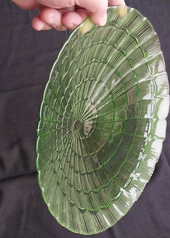 Eskilerden Koyu Yeşil Soyut Desenli Cam Tabak - Görsel 11