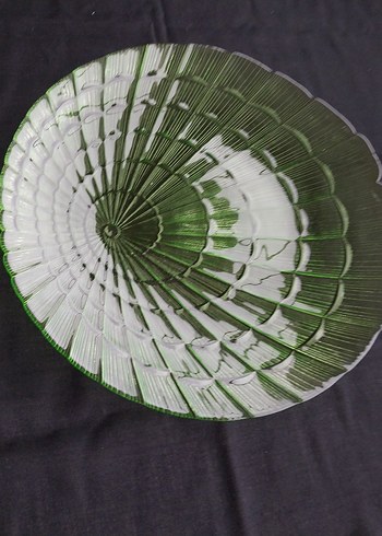 Eskilerden Koyu Yeşil Soyut Desenli Cam Tabak - Görsel 4