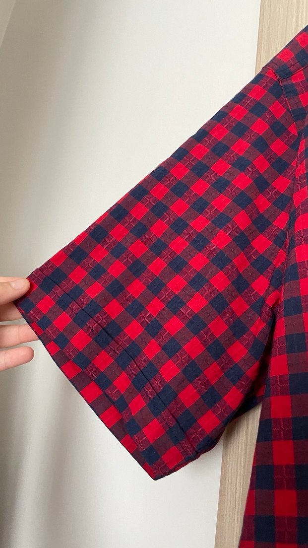 Kırmızı Kareli Erkek Kısa Kollu Gömlek - Görsel 3