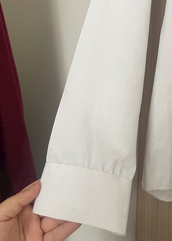 Beyaz Klasik Keten Erkek Gömlek - Görsel 6