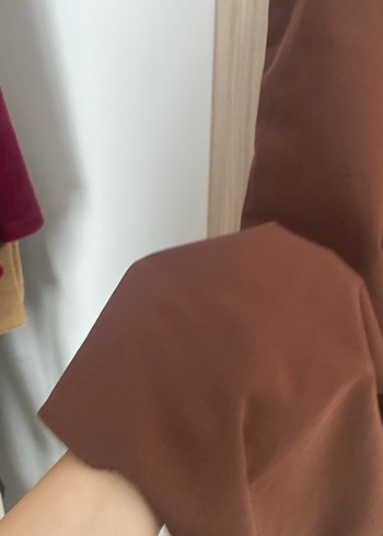 Kahverengi Kemerli Uzun Kadın Elbise - Görsel 2