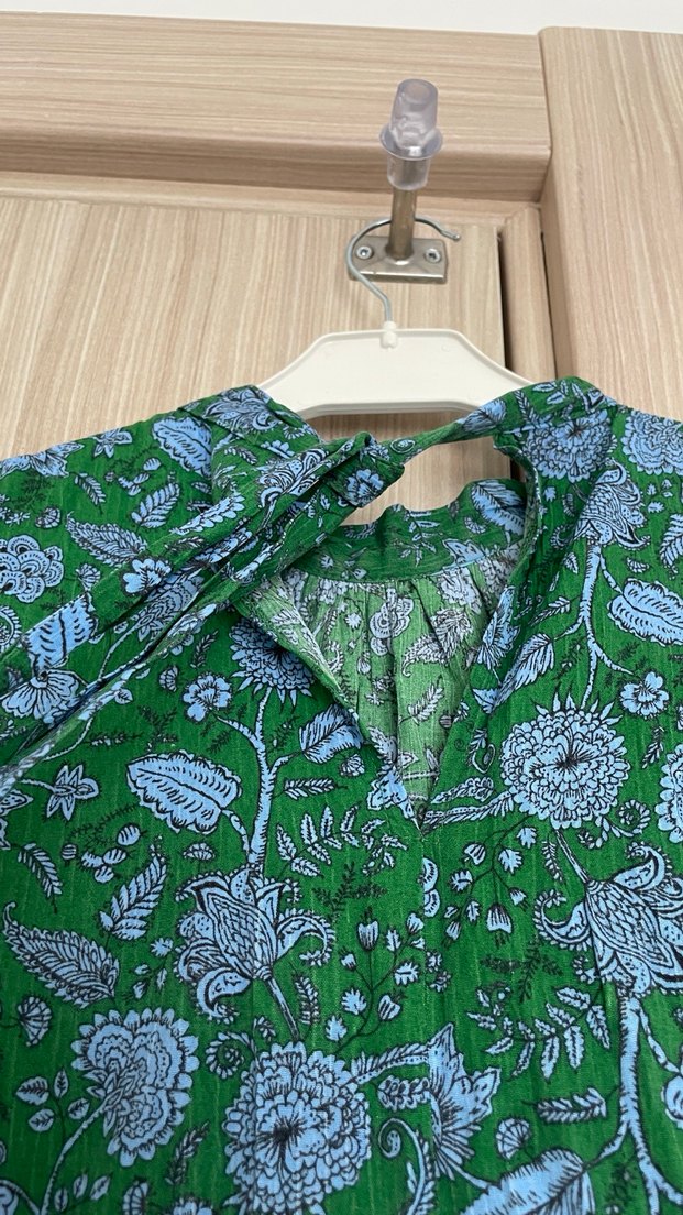 Yeşil Bohem Uzun Kollu Hamile Elbisesi - Görsel 4