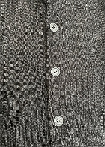 Gri Düğmeli Erkek Takım Elbise Ceketi - Görsel 3