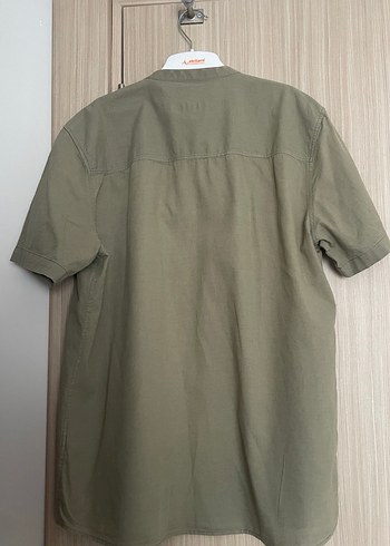 Düğmeli Keten Kısa Kollu Erkek Gömlek - Görsel 4