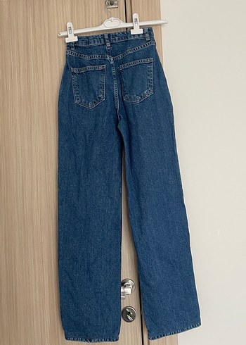 Mavi Bol Kesim Midi Kadın Kot Pantolon - Görsel 4