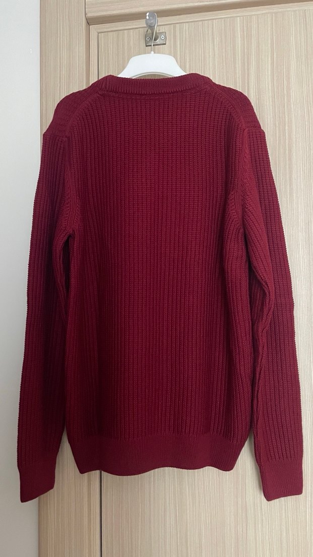 Bordo Erkek Triko Kazak Uzun Kollu - Görsel 5