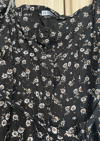 Siyah Çiçek Desenli Uzun Bohem Elbise - Görsel 4
