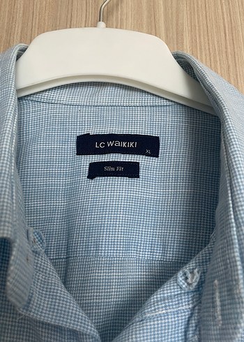 Mavi Kısa Kollu Keten Gömlek - Görsel 2