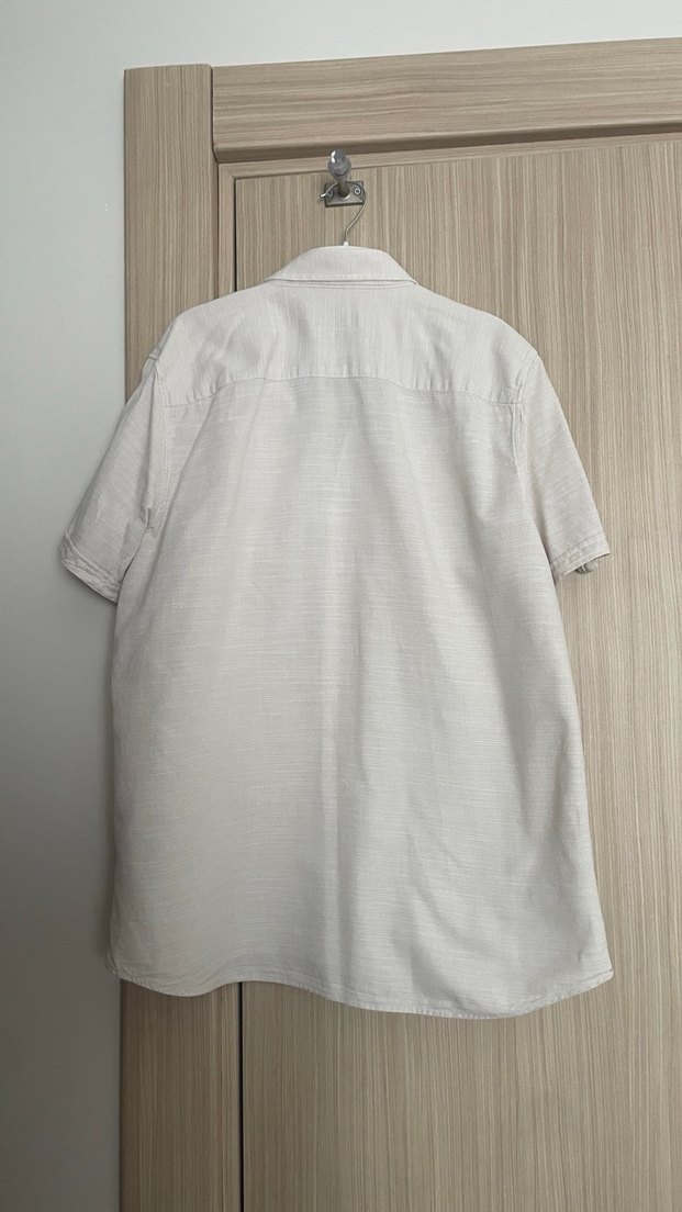 Bej Keten Kısa Kollu Erkek Gömlek - Görsel 4