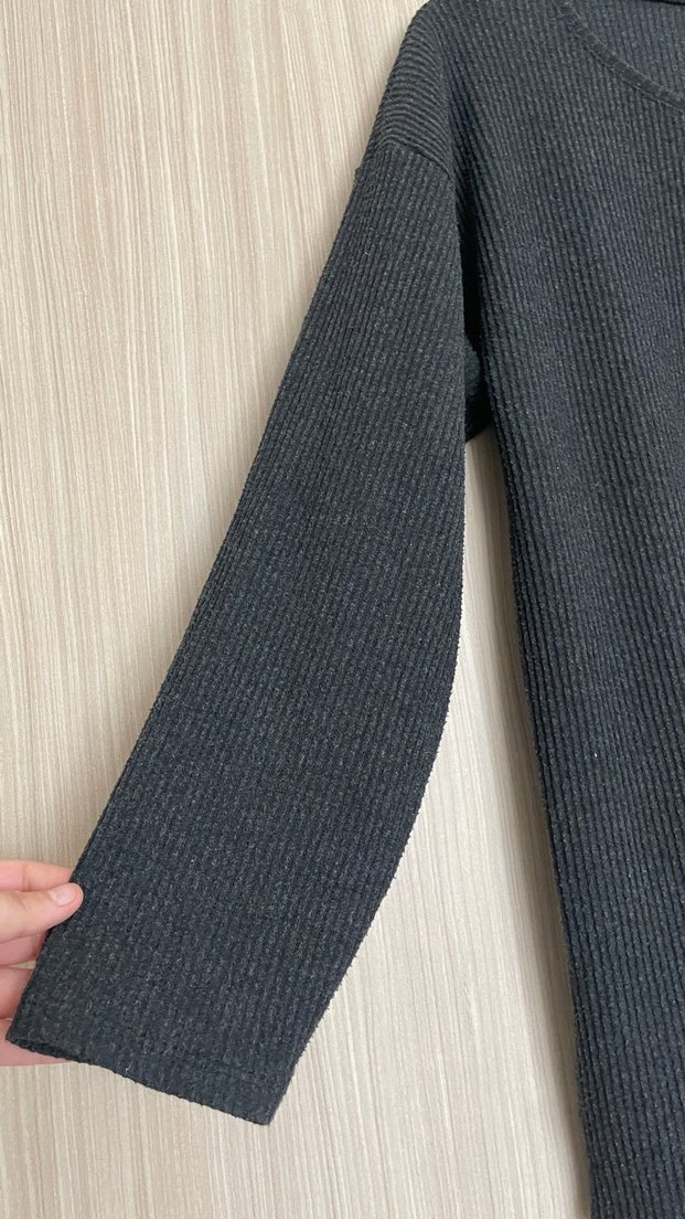 Gri Kadın Yün Triko Kazak - Görsel 2