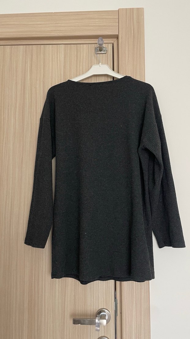 Gri Kadın Yün Triko Kazak - Görsel 3