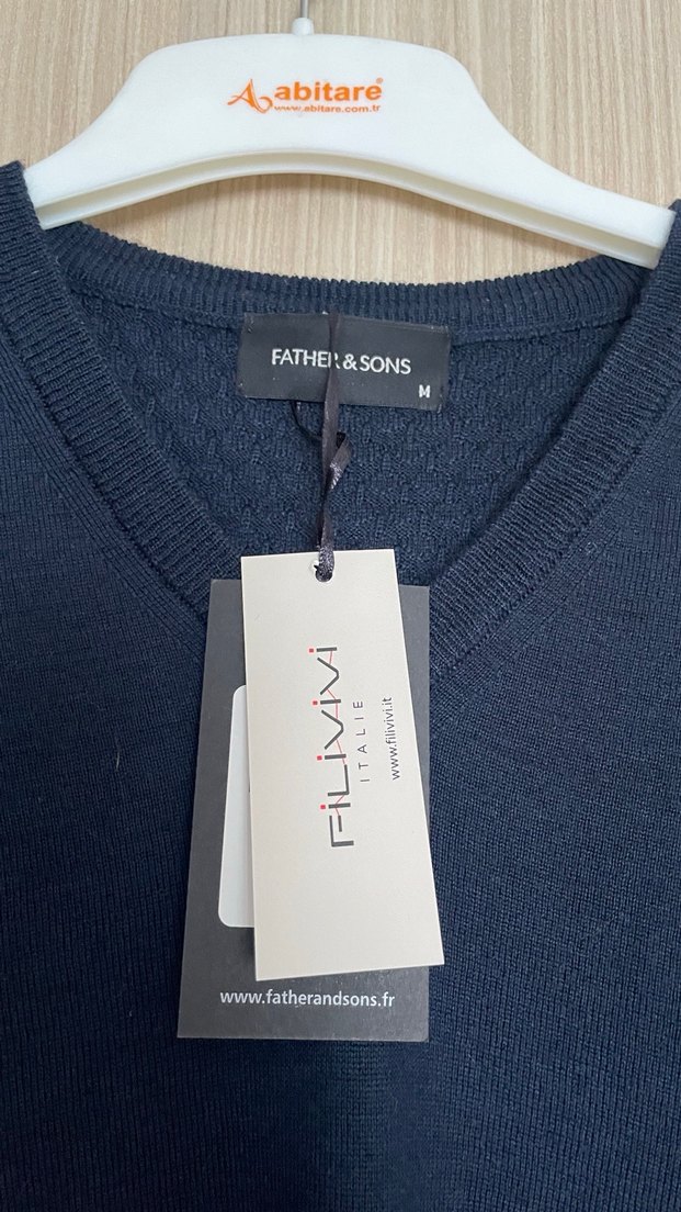 Lacivert Erkek Pamuk V Yaka Kazak - Görsel 2