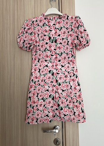 Çiçek Desenli Kısa Kollu Kız Elbisesi - Görsel 5