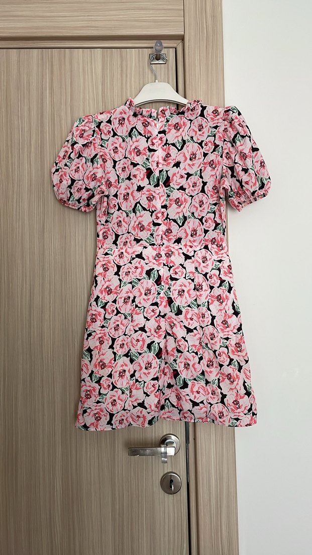 Çiçek Desenli Kısa Kollu Kız Elbisesi - Görsel 5