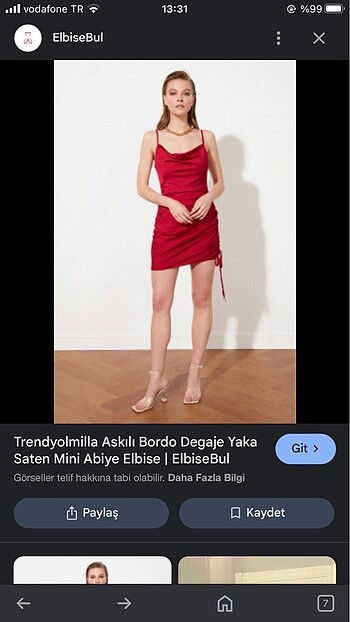 Saten elbise