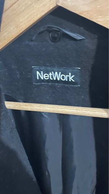 Network Network Kuşaklı Siyah Astarlı Kaban Kadın